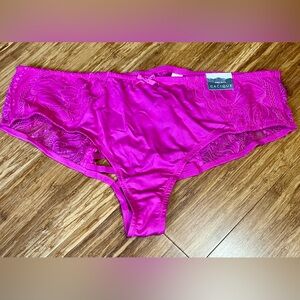 Cacique Fuchsia Pink Lace Panties with strappy open back size 10/12